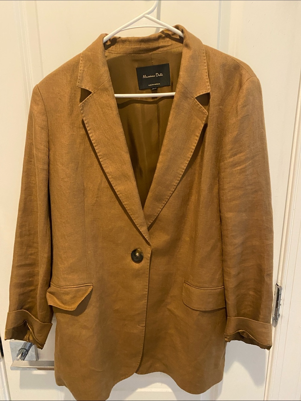 Massimo Dutti Women's Camel Brown Single-Button Blazer